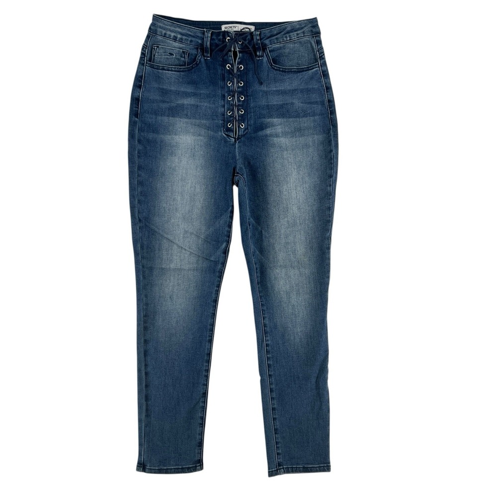 Secrets With Love Super High Narrow Waist Lace-Up Skinny Jean Womens Juniors 11